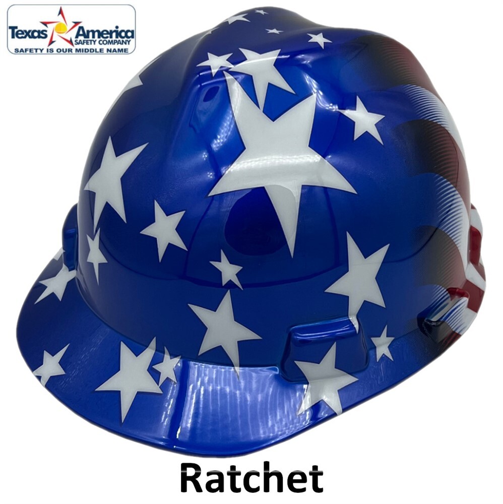 MSA Freedom Series Cap Style Hard Hat Ratchet Suspension – Stars and Stripes