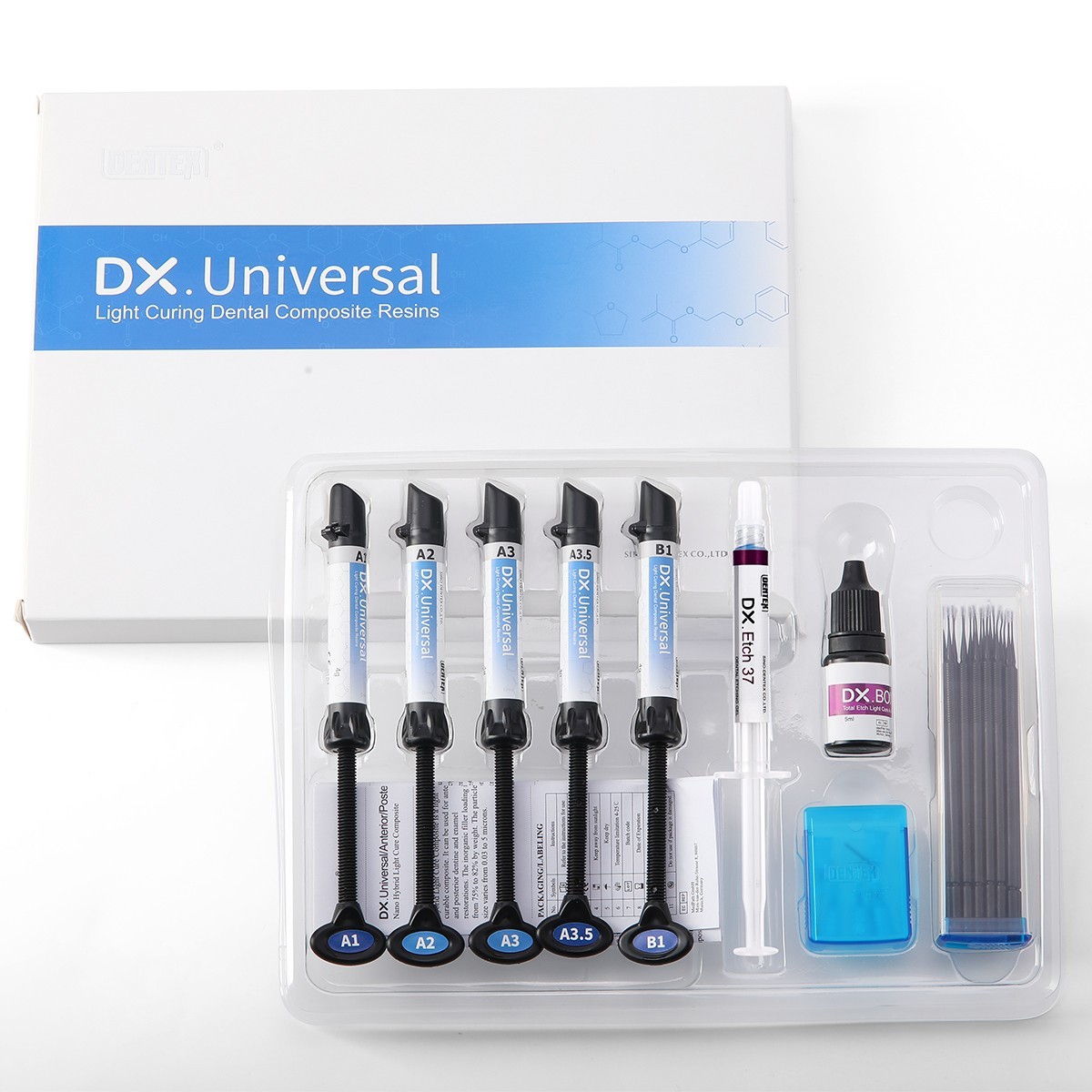 DENTEX Dental Light Cure Composite Resin Syringe Kit Shade A1 A2 A3 A3.5 B1