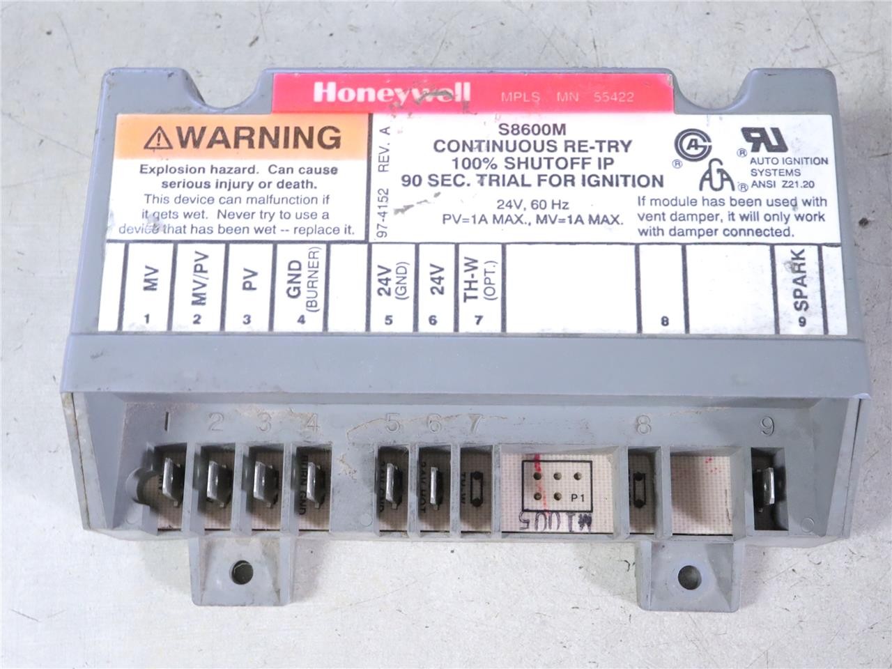 Honeywell S8600M Ignition Control Module Continuous Re-Try