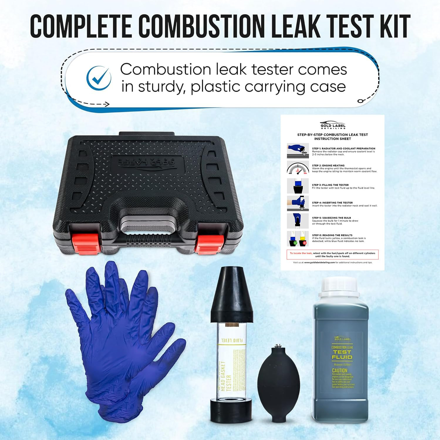 Combustion Leak Detector Kit – 100+ Tests Automotive Engine Block and Head Gaske