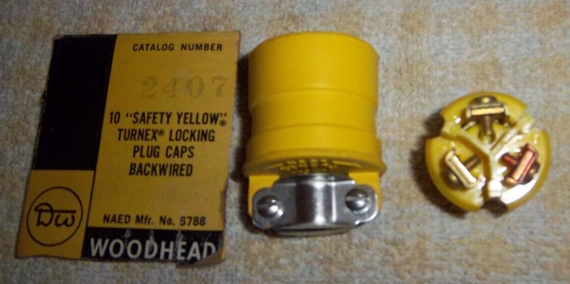 NEW WOODHEAD 2407 15 AMP 125 VOLT 10 AMP 250 VOLT 3 WIRE PLUG TURNEX