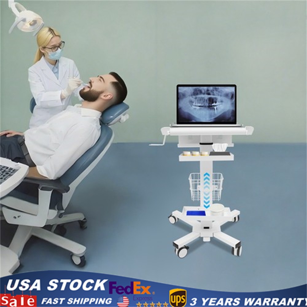 Laptop Workstation Cart, Medical Cart With Wheels, Cart With Scanner Holder