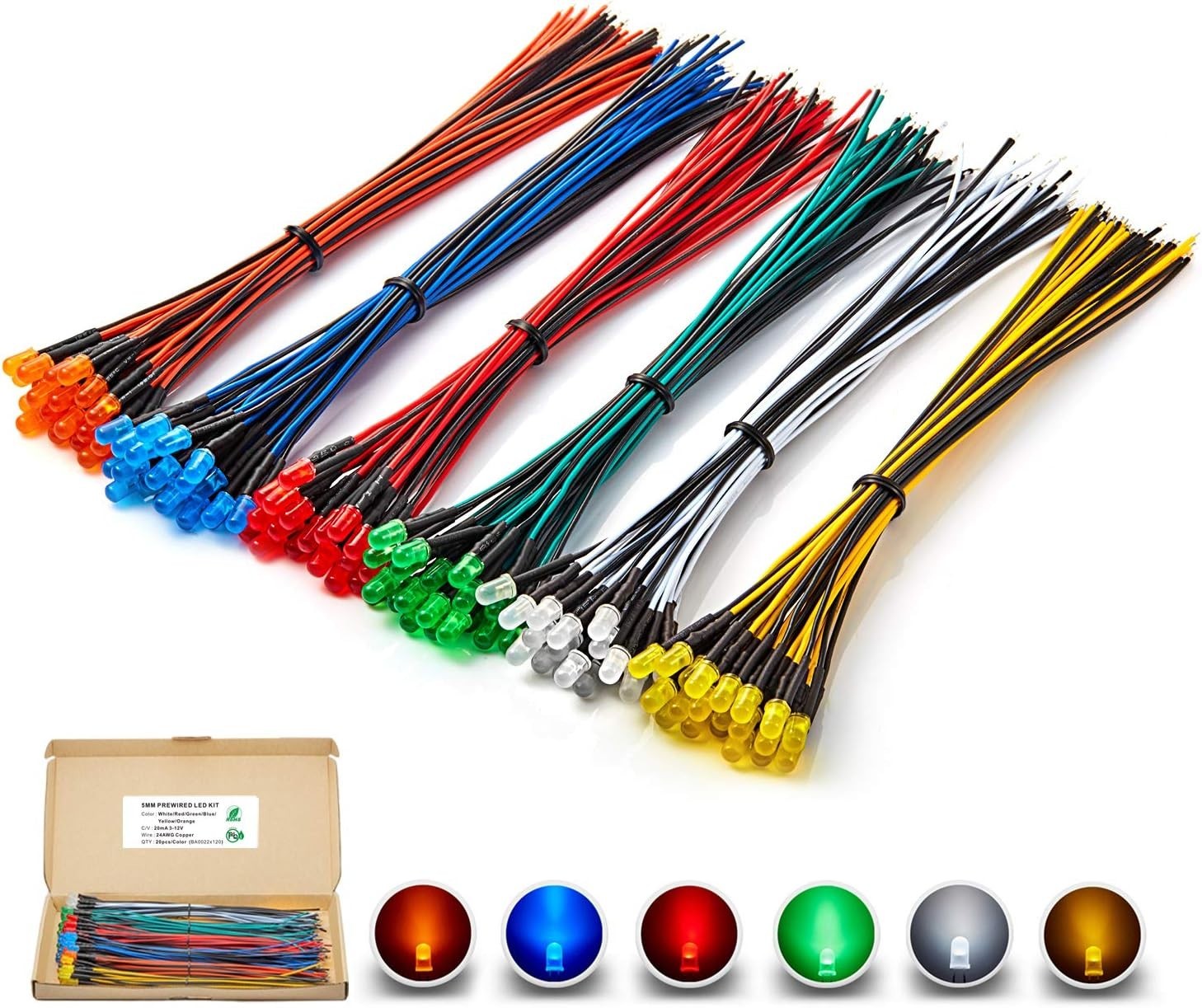 Ultimate 120pcs Assorted LED Light Kit – 12V, Pre-Wired, Perfect for Crafts