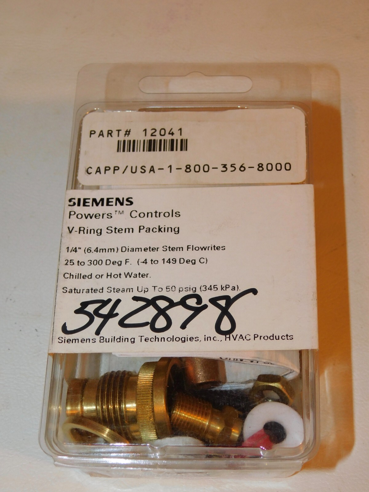 Siemens V-Ring Stem packing 1/4″ (6.4mm) Diameter Stem Flowrites 591-501 – NOS