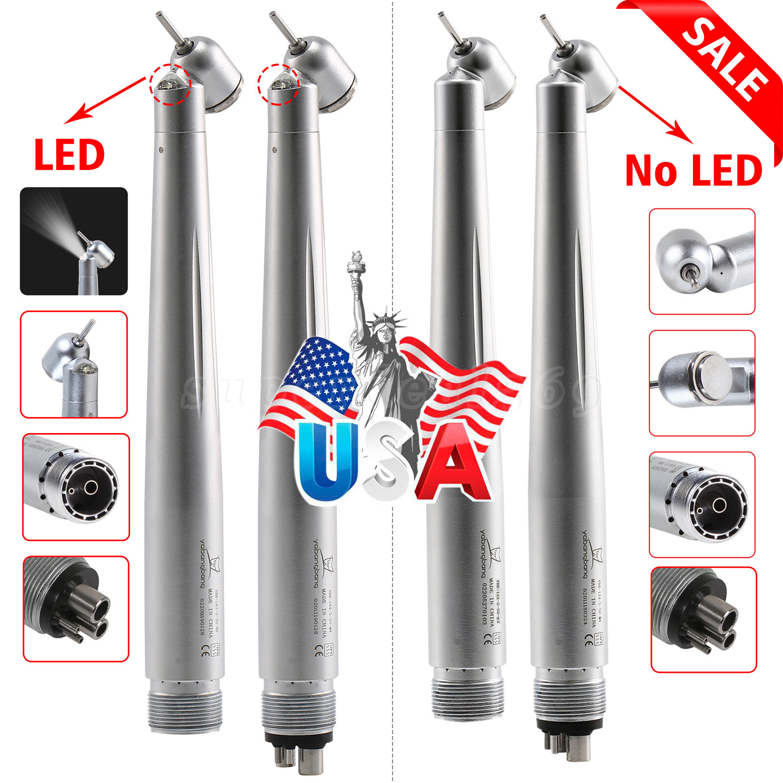 NSK Style Dental Surgical 45° Degree LED High Speed Handpiece Turbine 2/4Holes