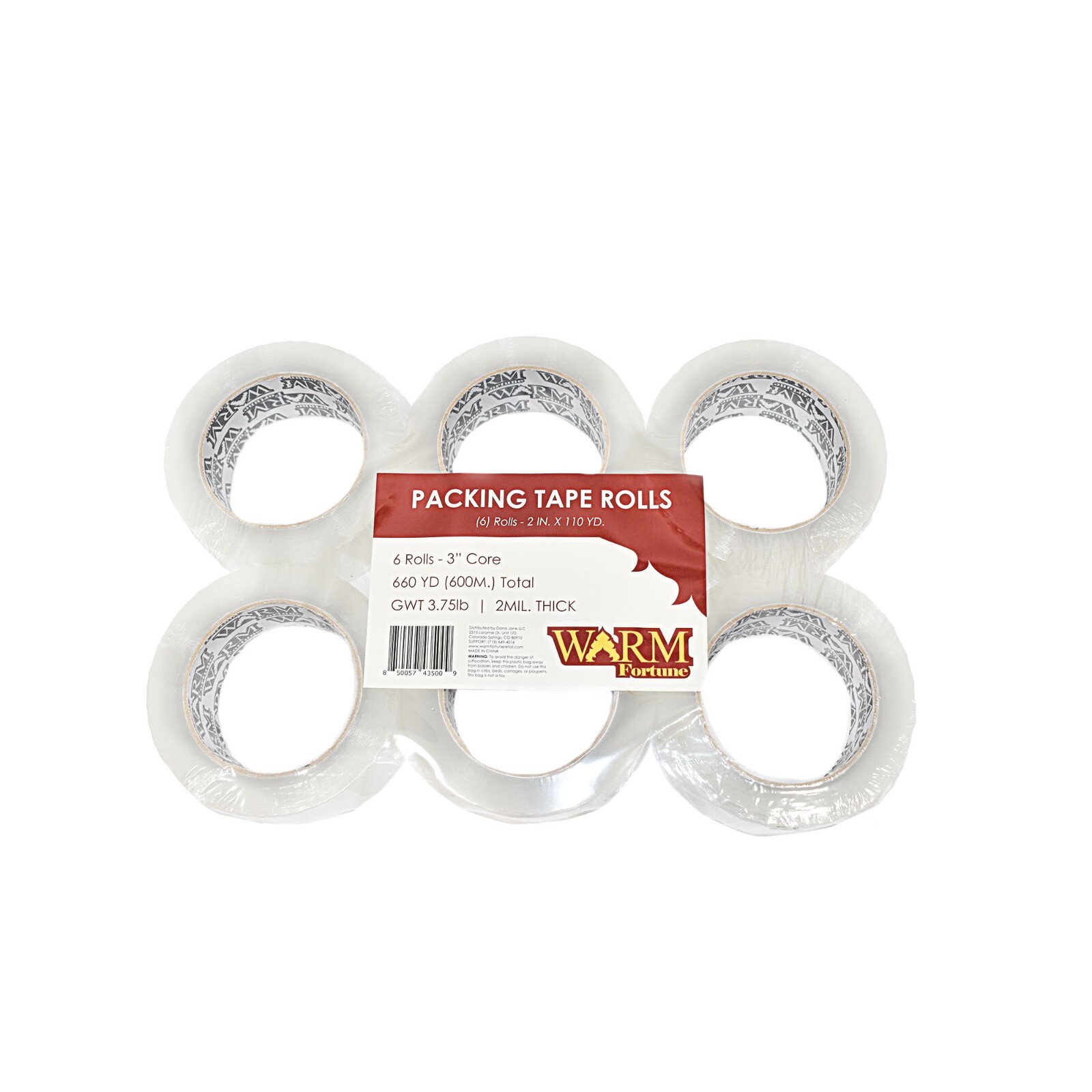 Carton Sealing Clear Packing Tape Box Shipping Tape 2″ x 110 Yards (6 Rolls)