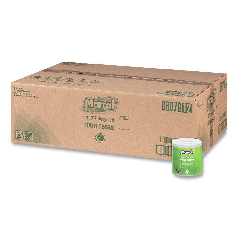 Marcal 6079 2 Ply 100% Recycled Septic Safe Bath Tissues – White (48/Carton) New