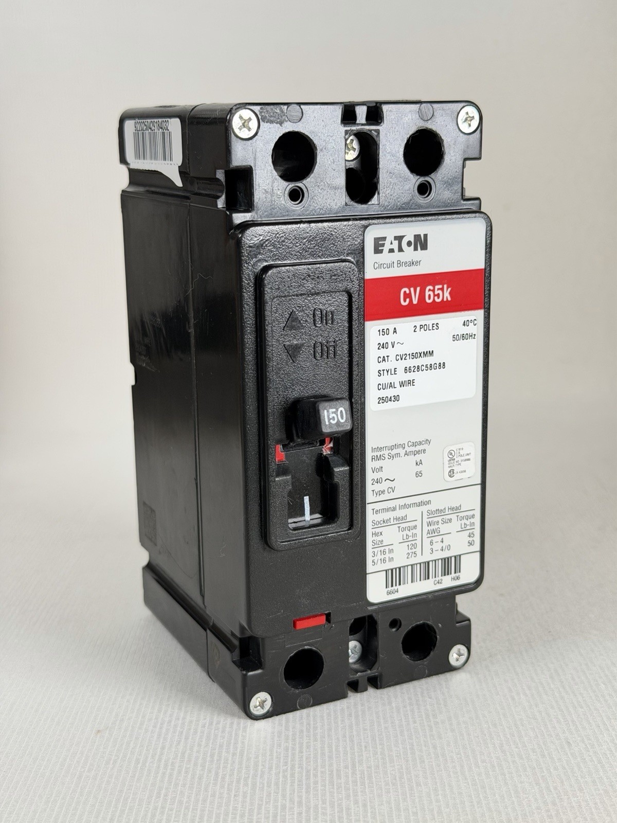 NEW Eaton CV2150XMM Circuit Breaker 65 K AMPS 2 POLE
