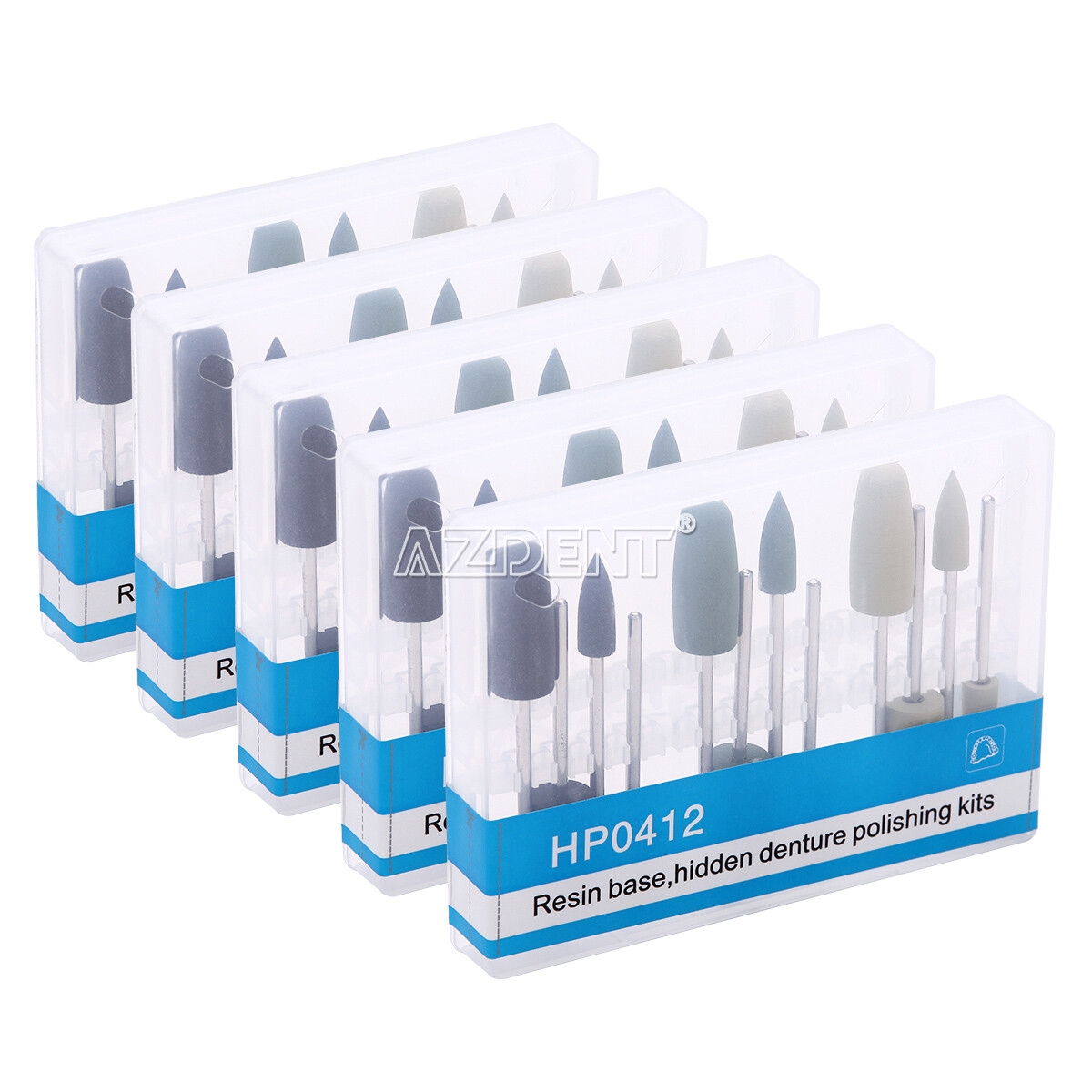 12pcs Dental Silicone Polishers Resin Base Acrylic Polishing Burs HP0412 2.35mm