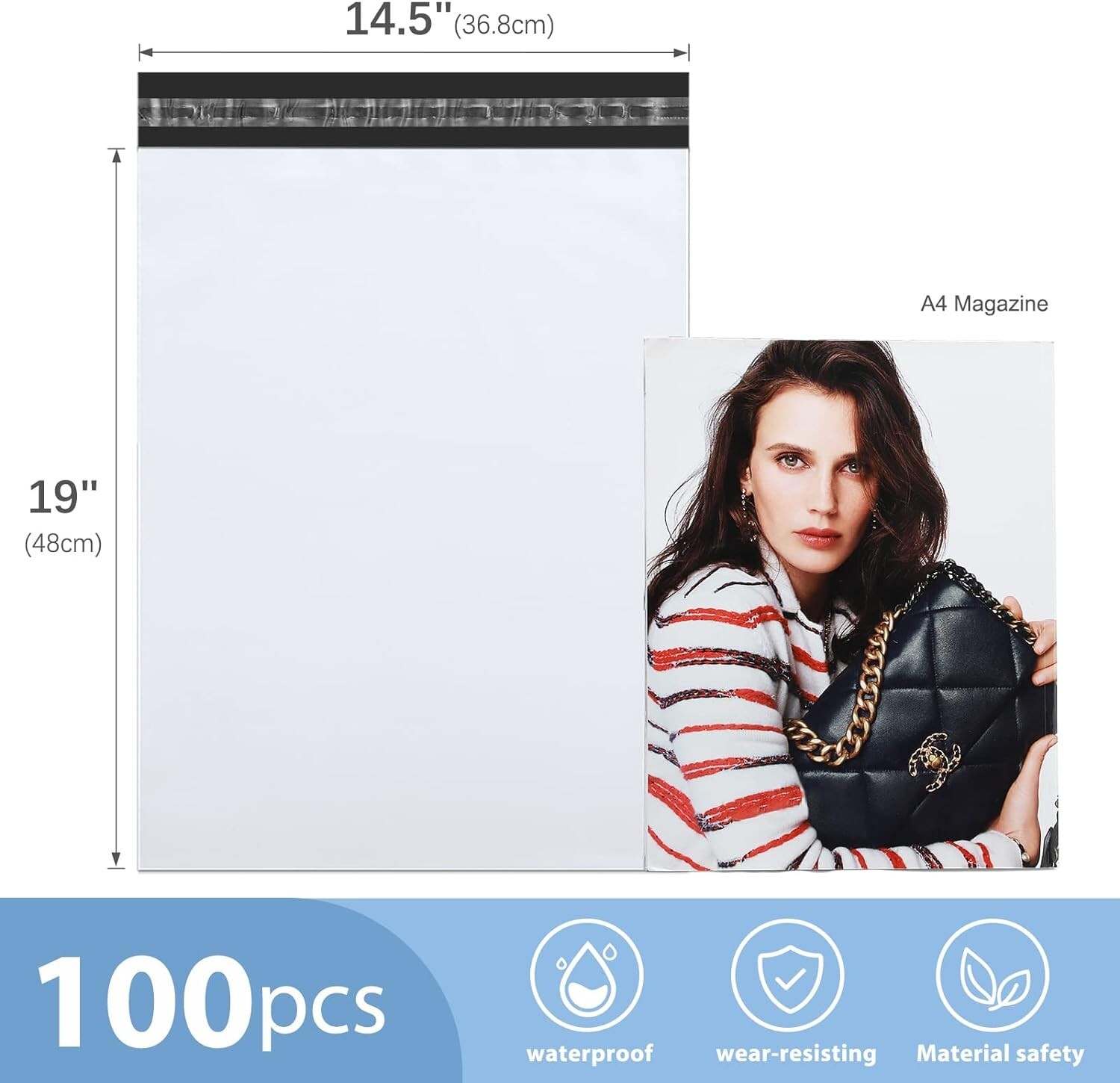 100x Poly Mailers 14.5×19 Large Shipping Bags Envelopes Package Bag for Business