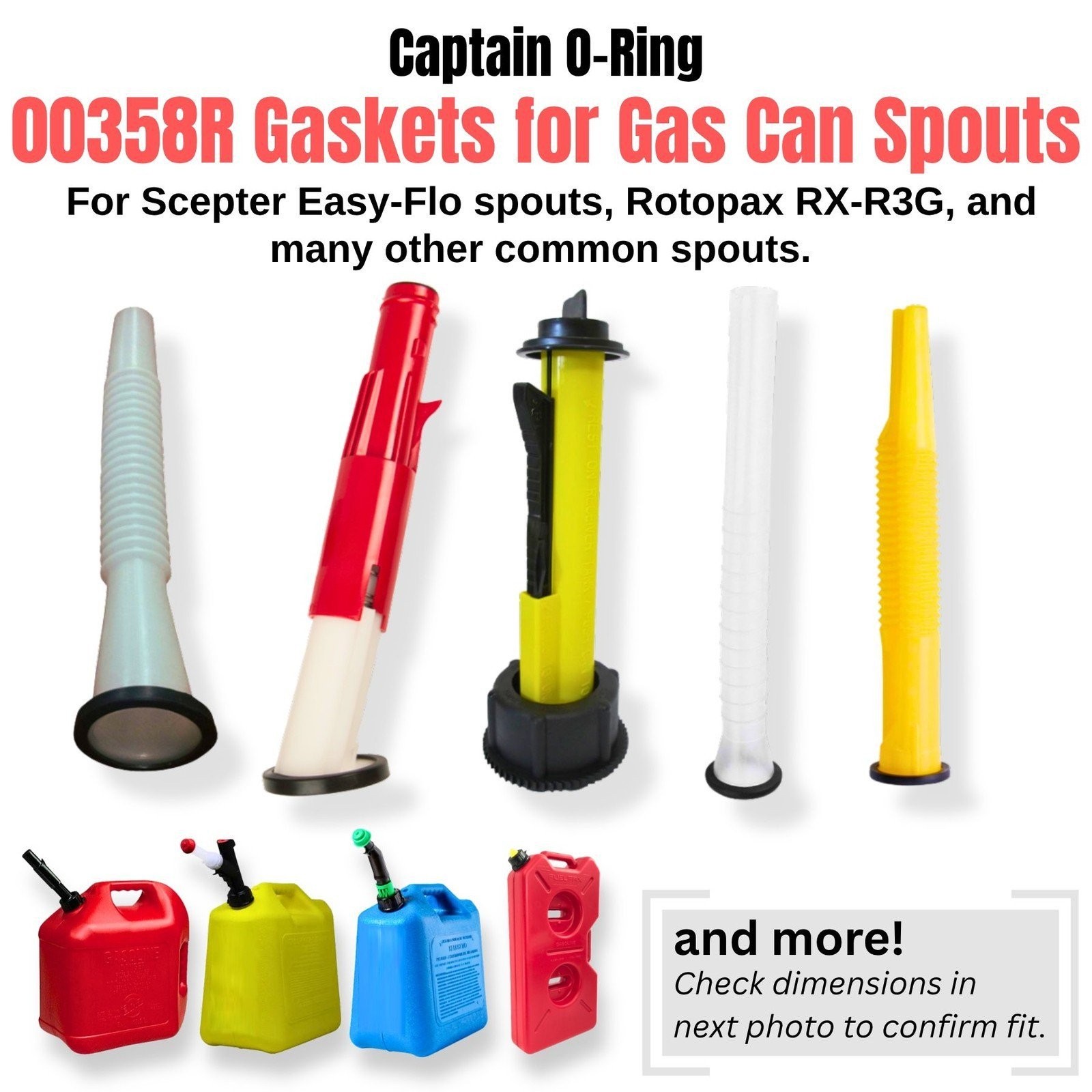 (6 Pack) Gas Can Spout Gasket Seals – Universal Rubber Replacements
