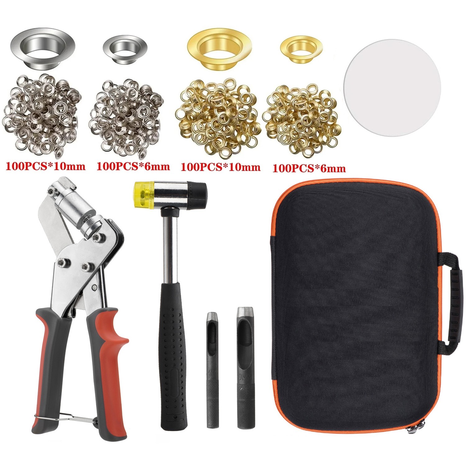 New Grommet Tool Kit with Bag, 1/4 & 3/8 Inch Handheld Eyelet Tool Kit For DIY