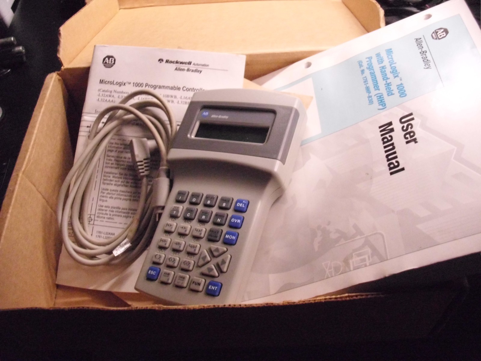 ALLEN BRADLEY 1761-HHP-B30 24VDC MICROLOGIX HAND-HELD PROGRAMMER With Cable