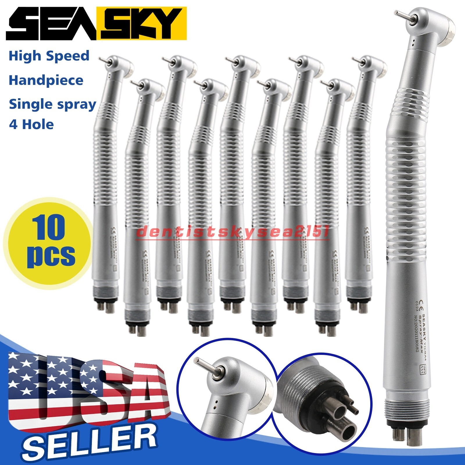 10* NSK Style Dental High Speed Handpiece Push 4Hole SEASKY-04 Y1BA4