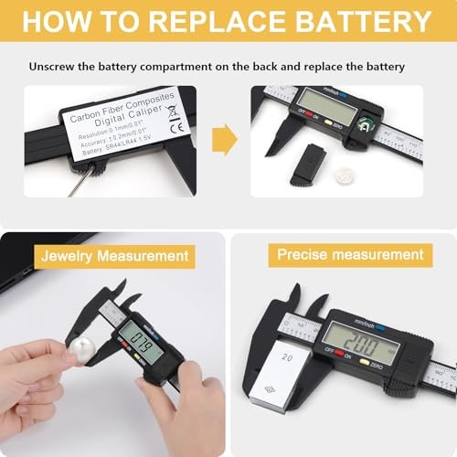 Digital Caliper 0-6 Inch LCD Screen Inch/mm Conversion Plastic Carbon Fiber