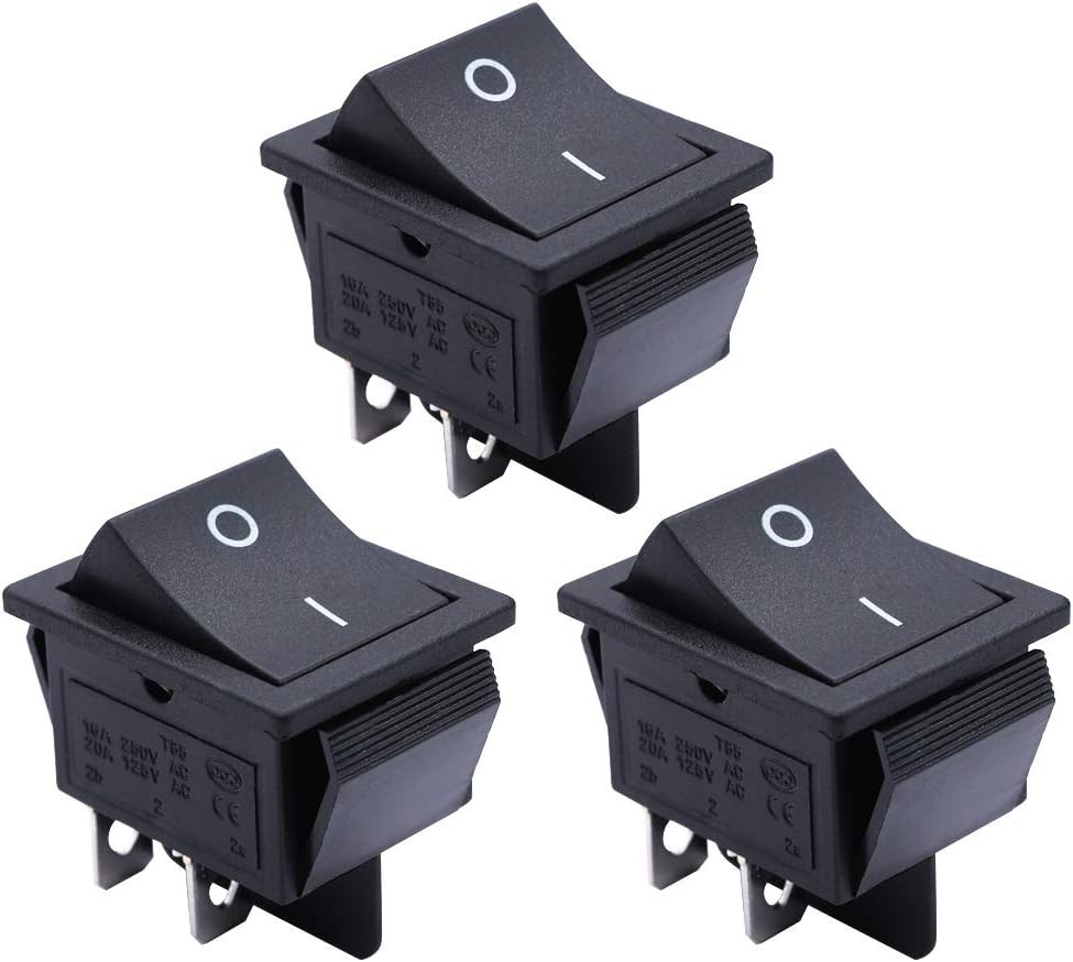 3PCS Momentary Rocker Switch ON Off Toggle DPST Power 4 Pin AC 250V 6A 125V 10A