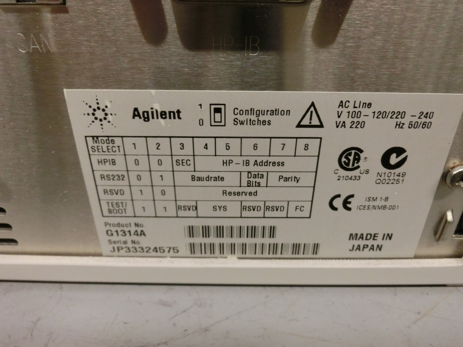 Agilent HP 1100 HPLC VWD Variable Wavelength Detector G1314A Working Tested