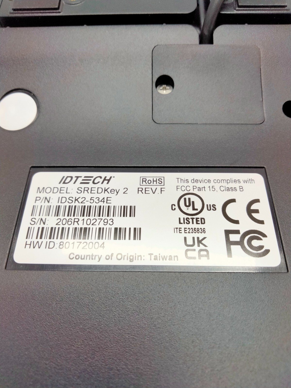 ID Tech SREDKey 2 Point of Sale Credit Card Reader Keypad IDSK2-534E *Ma8