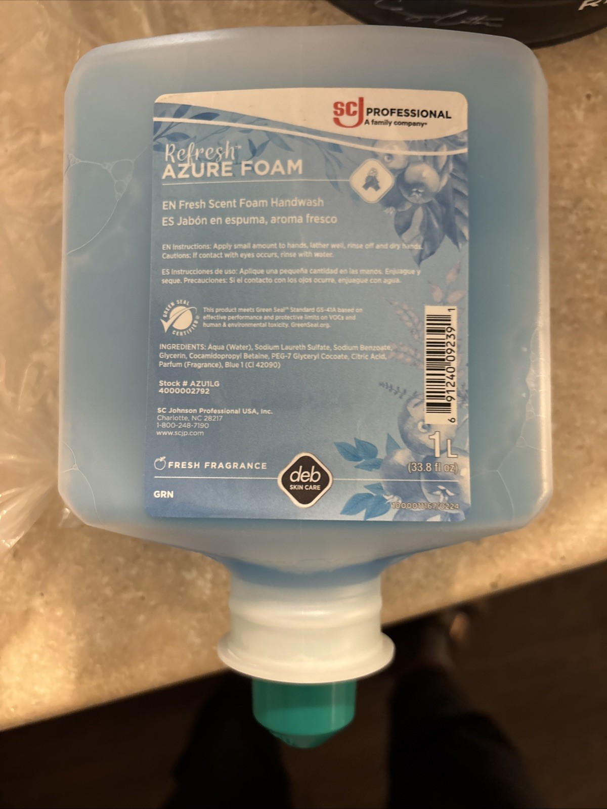 SCJ PROFESSIONAL REFRESH AZURE FOAM SOAP 1L Brand New