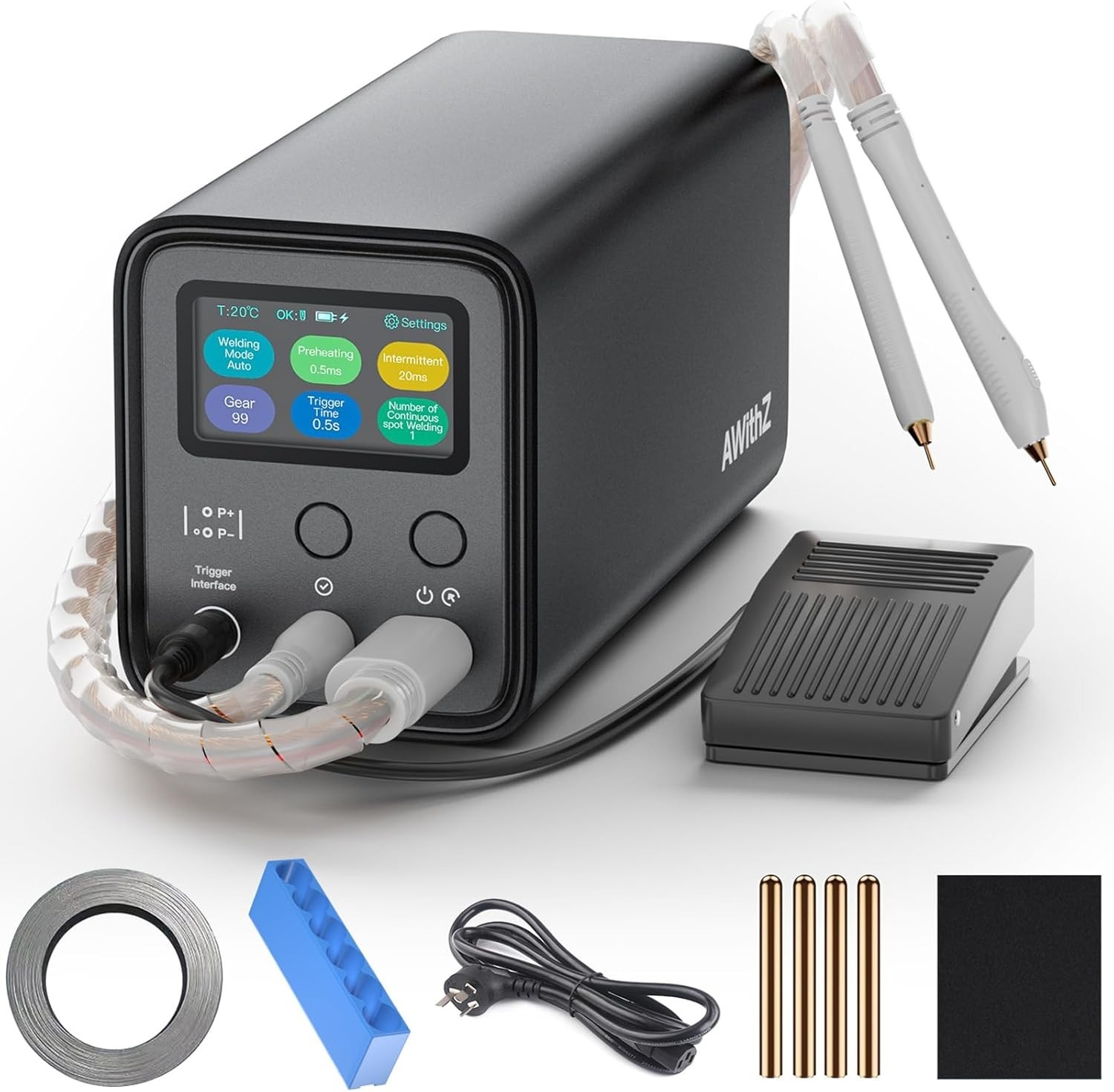 AWithZ UF20B Professional Spot Welder 10.5KW 99 Gears Auto/Manual/Foot for 18650