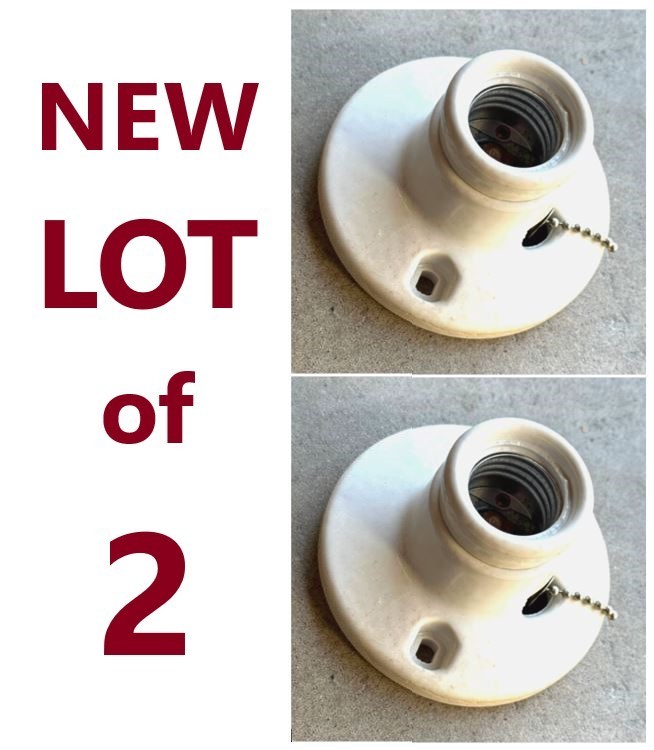 2-PK PULL-CHAIN Medium Base One-Piece PORCELAIN Box Mount LAMPHOLDER NEW 860-S