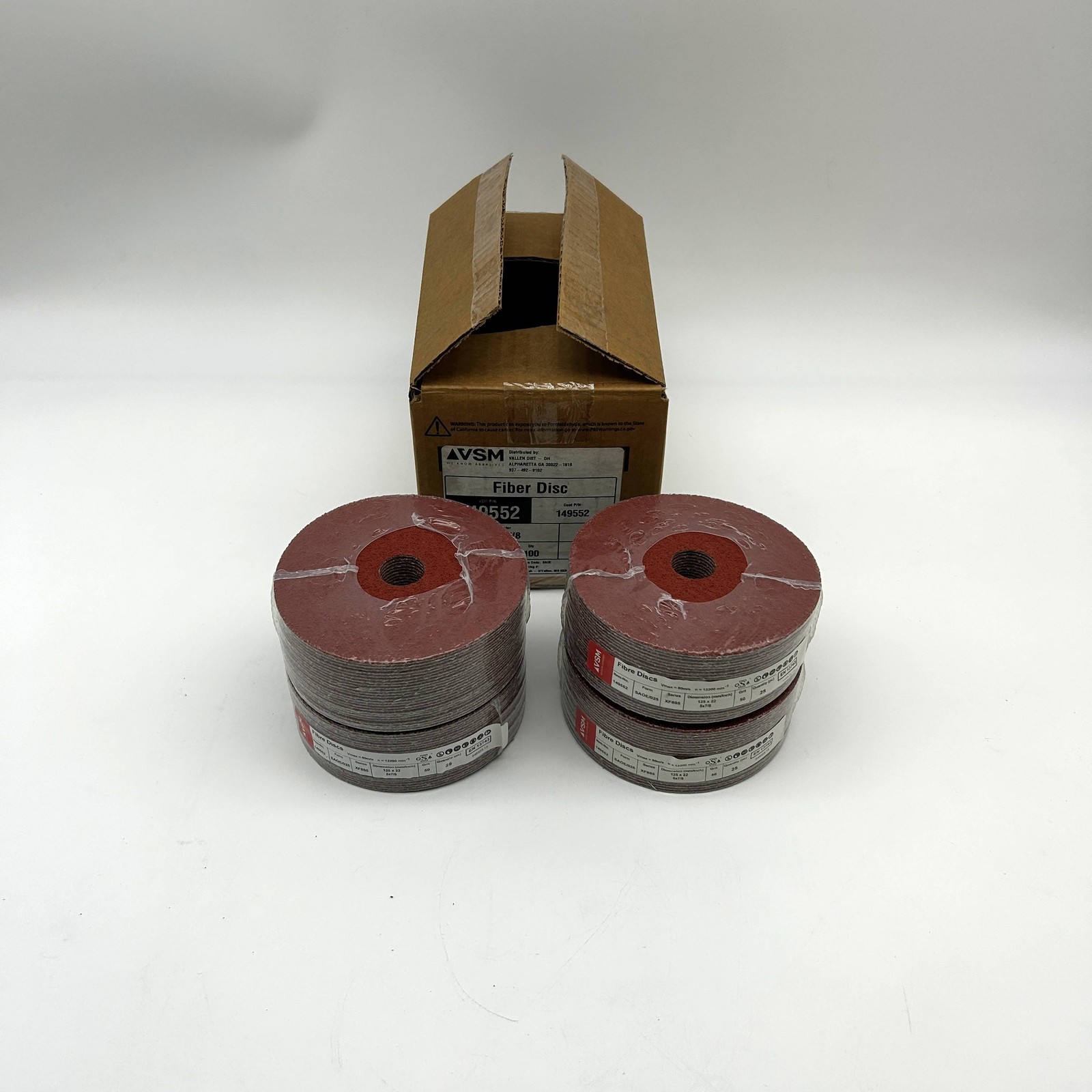 VSM 149552 Resin Fiber Disc 5″ x 7/8 50 Grit XF885 Ceramic Plus SAOE 100 Discs