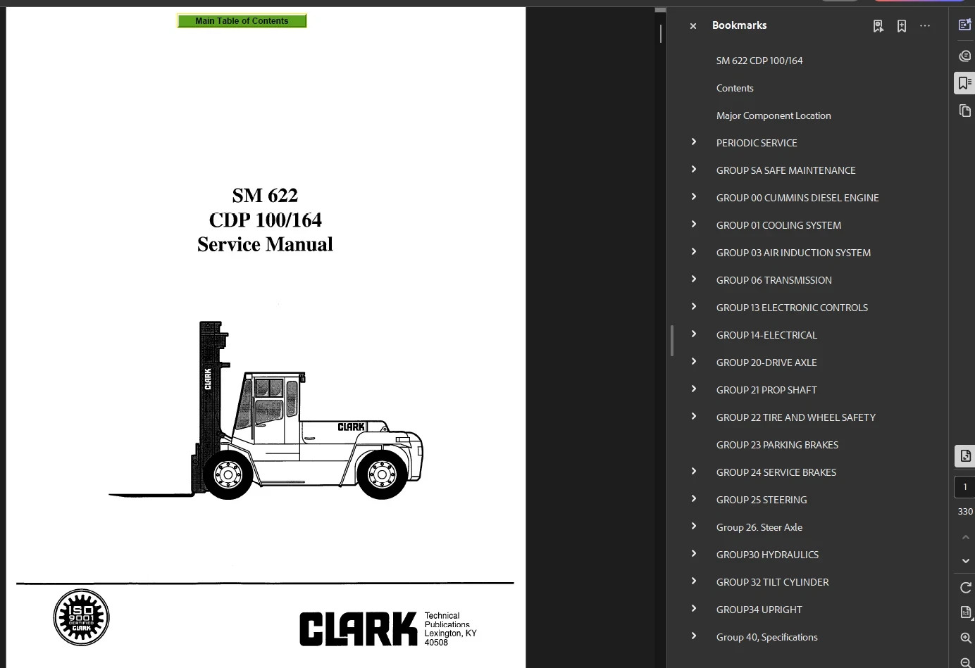 CLARK CDP100 FORKLIFT OPERATORS SERVICE REPAIR SHOP MANUAL PDF ON USB
