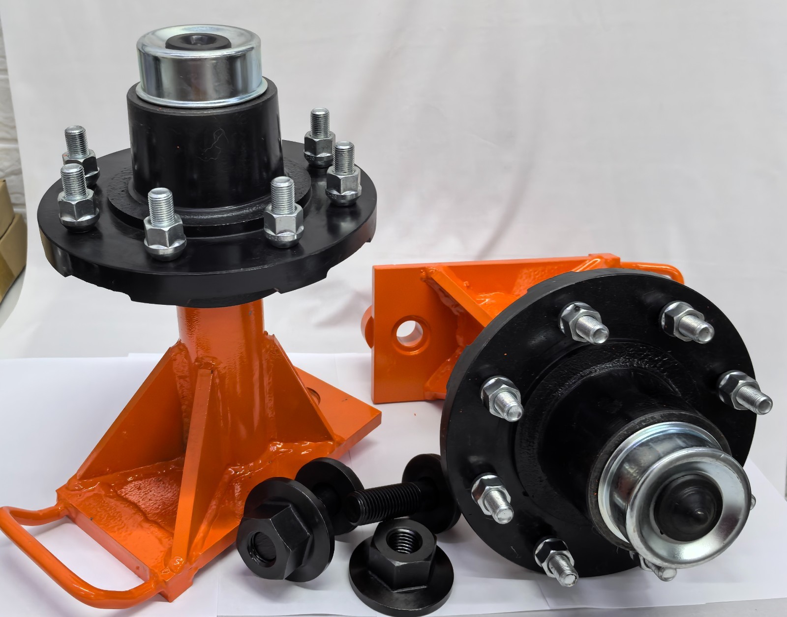 PAIR 8×6.5 Shipping Container Wheels Lug Bolt-On Spindle Kit with Handle 9000LB