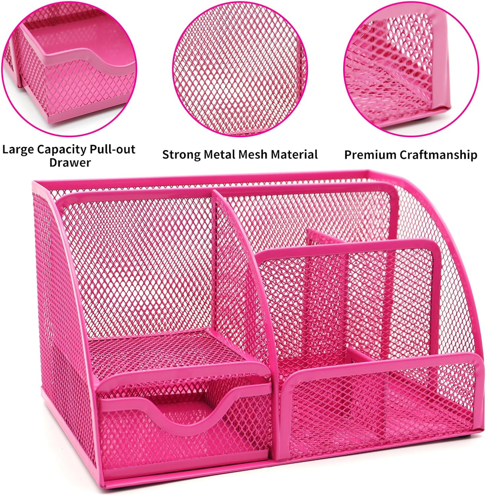 12 in 1 Desk Organizer Set Hot Pink Office Supplies for Women and Coworkers Gift