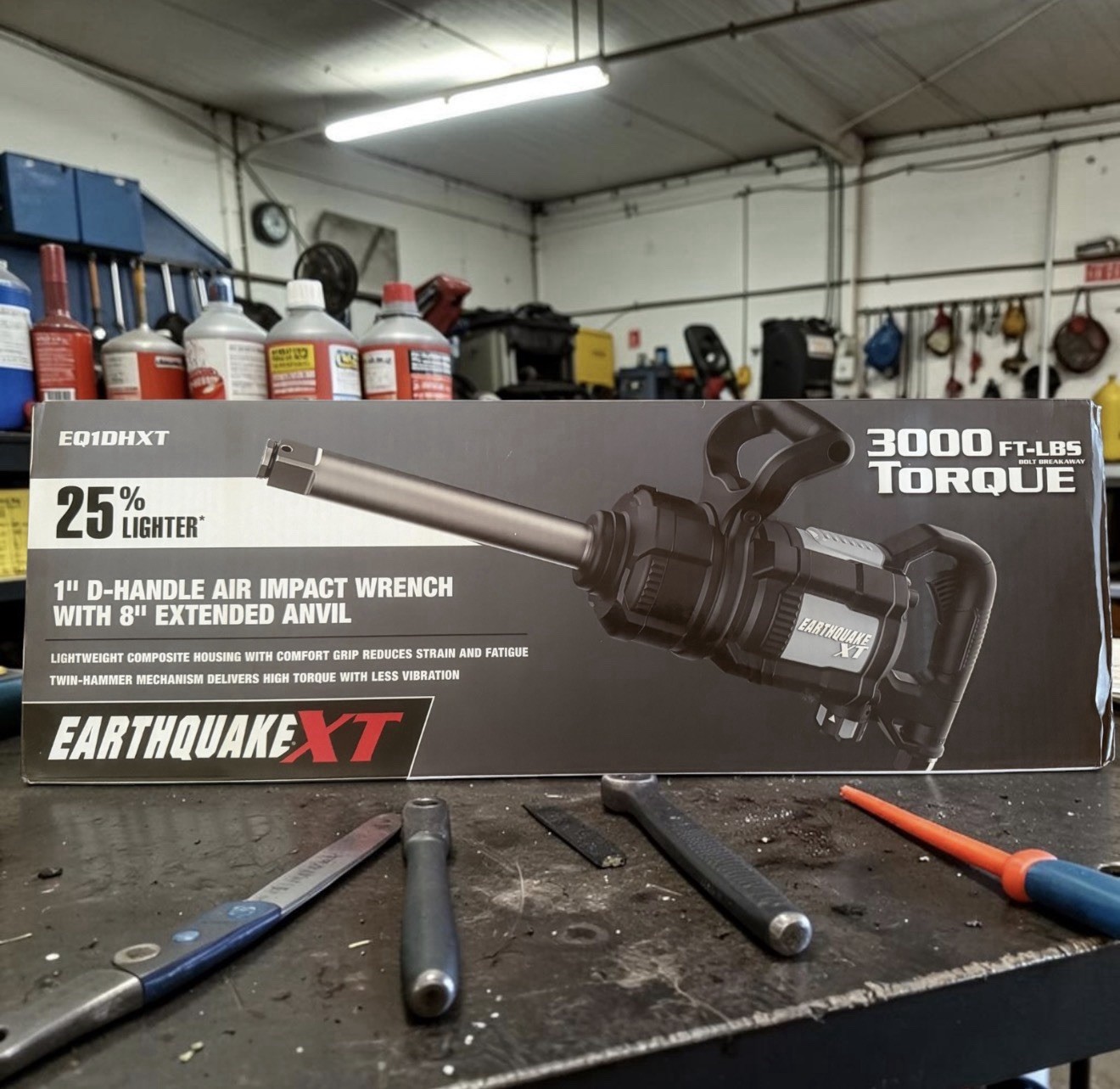 NEW EARTHQUAKE D-Handle 1″ Air Impact Wrench W/ 8” Extended Anvil NEW 3000ft-lbs