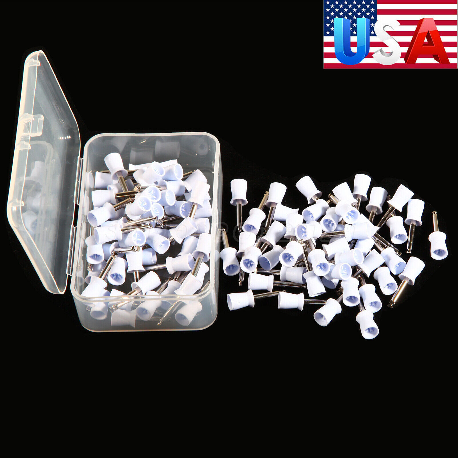 100pcs Dental Tooth Prophy Polishing Cups Latch Type Rubber Polish Polisher US