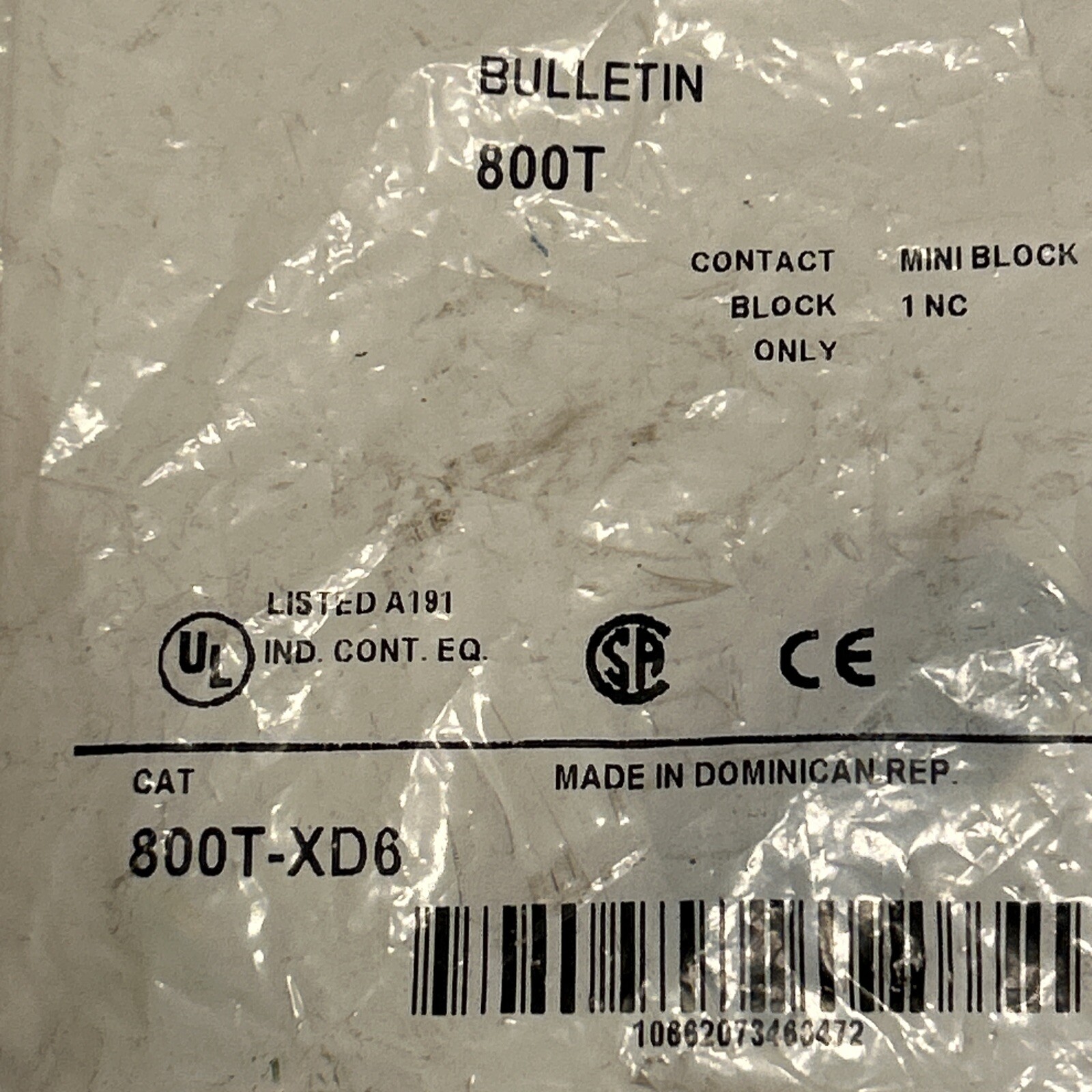 NEW ROCKWELL AUTOMATION ALLEN BRADLEY 800T-XD6 MINI CONTACT BLOCK SERIES D