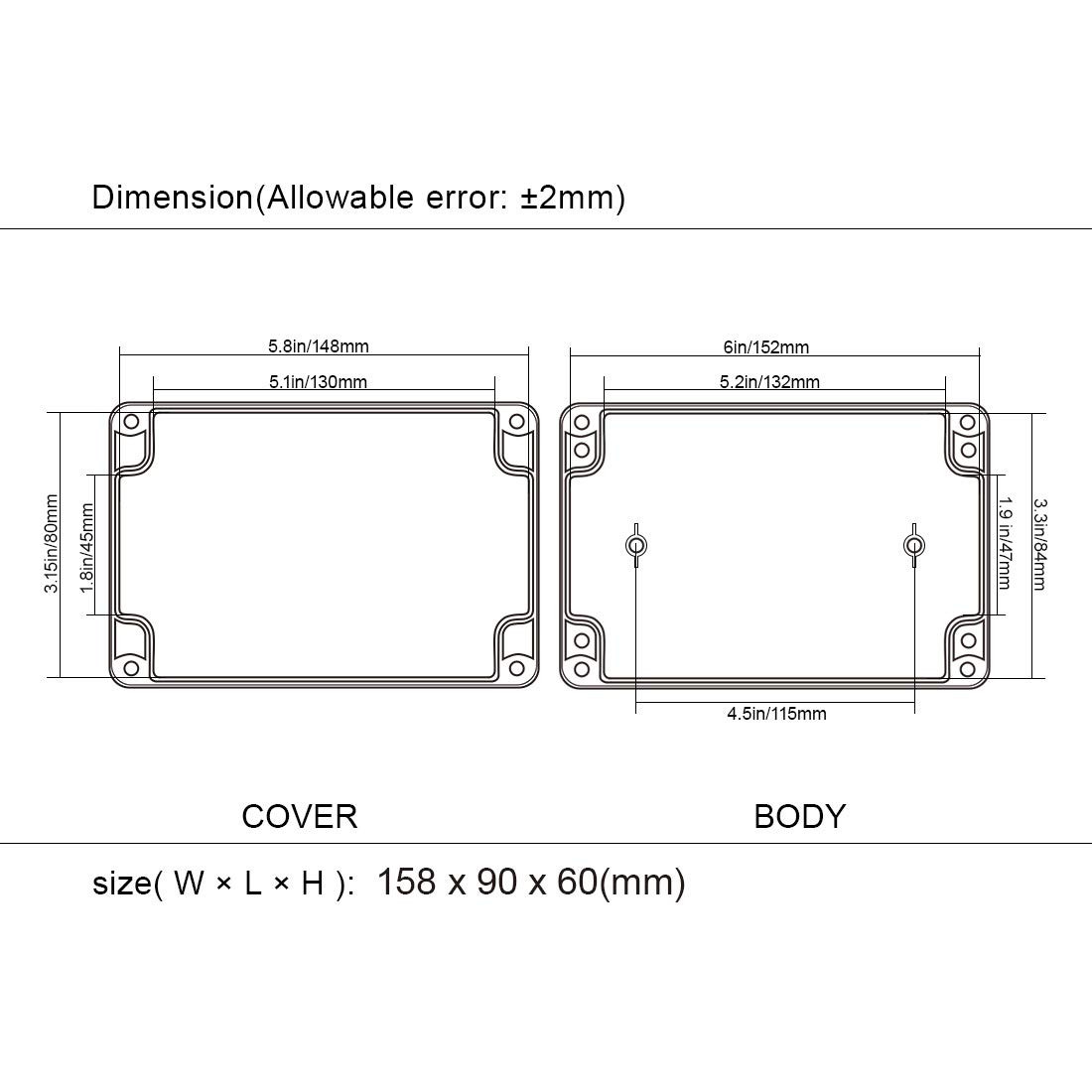 Project Box ABS Plastic Junction Box IP65 Electrical Boxes Universal Enclosure B