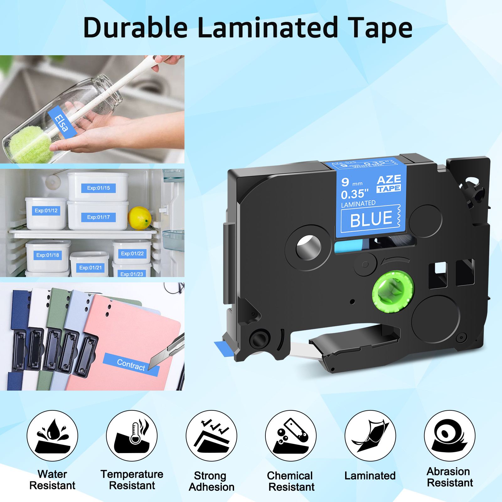 10x TZ-531 TZe-531 Black on Blue 12mm Label Tape Fit For Brother PT-D200MA