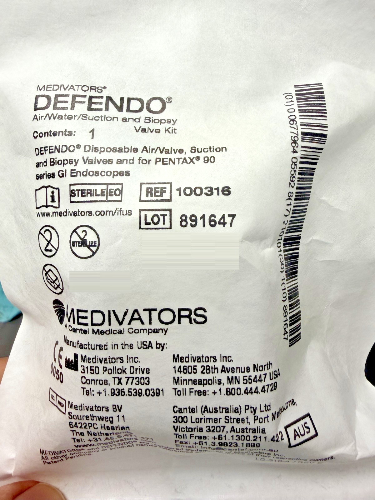 PENTAX 90 Series Disposable A/W, Suction & Biopsy Valves, NEW