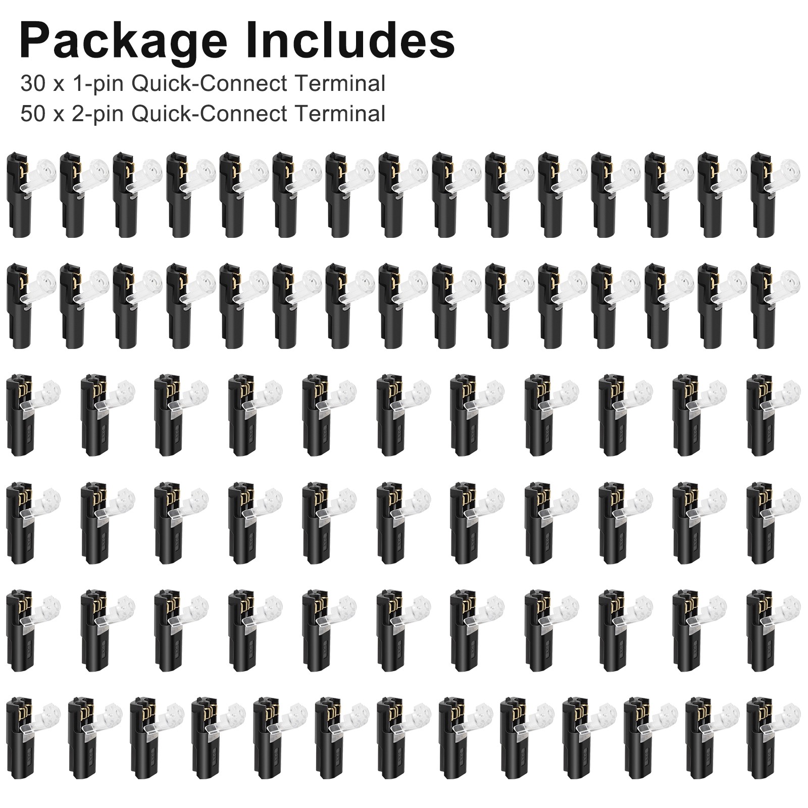 80PCS Plug-In Quick Wire Connector Kit 1-Pin 2-Pin Reusable Clamp Terminal Block