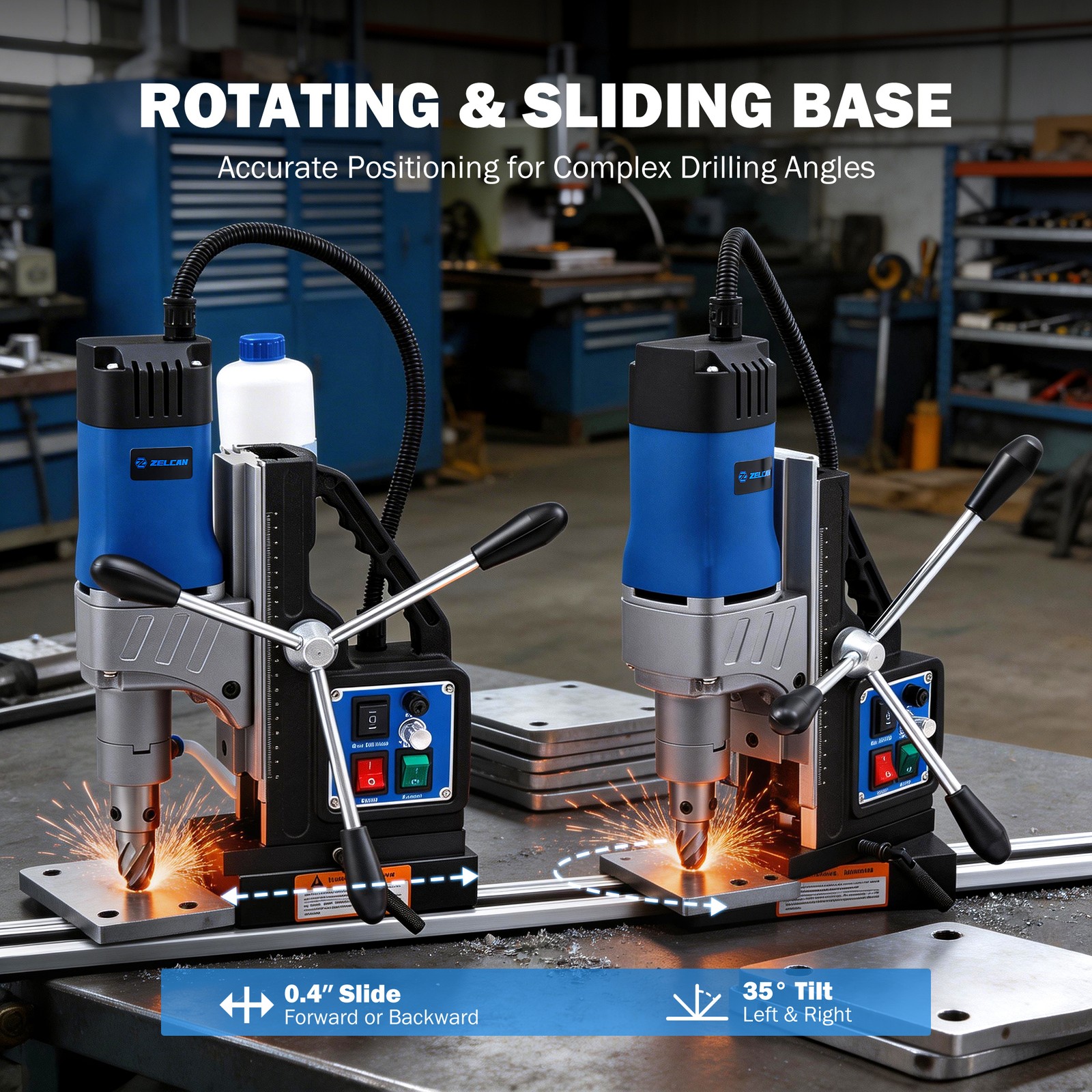 Electric Magnetic Drill Press Forward/Reverse Rotating Base Portable 1550W US