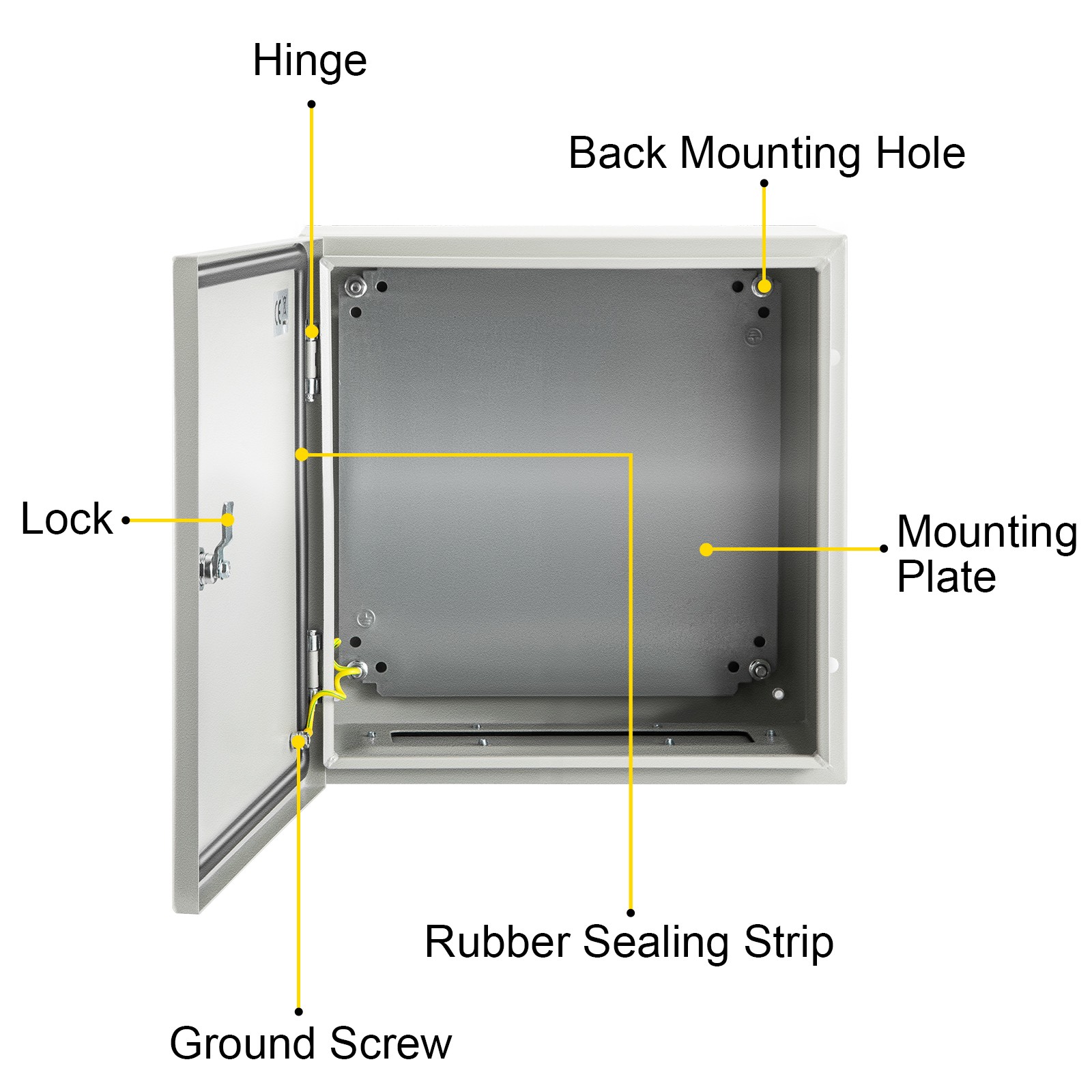 VEVOR Steel Electrical Box Electrical Enclosure Box 16x16x8” Carbon Steel IP65