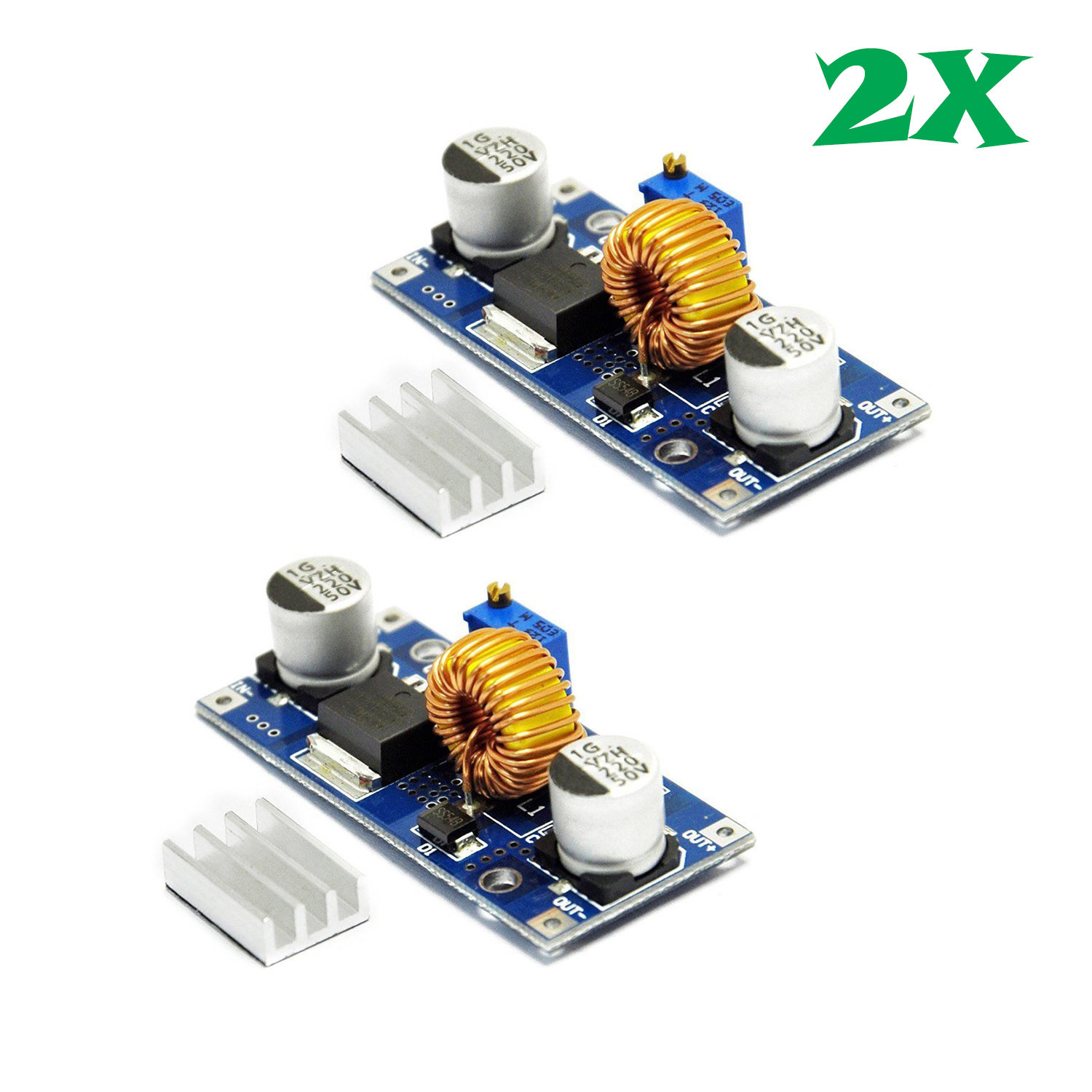 2Pcs XL4015 DC-DC 4V-38V to 1.25V-36V 5A Step Down Buck Power Supply Module US