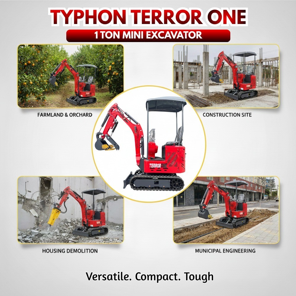 13.5HP Mini Excavator 1 TON B&S EPA Engine Hydraulic Thumb Digger Free Shipping