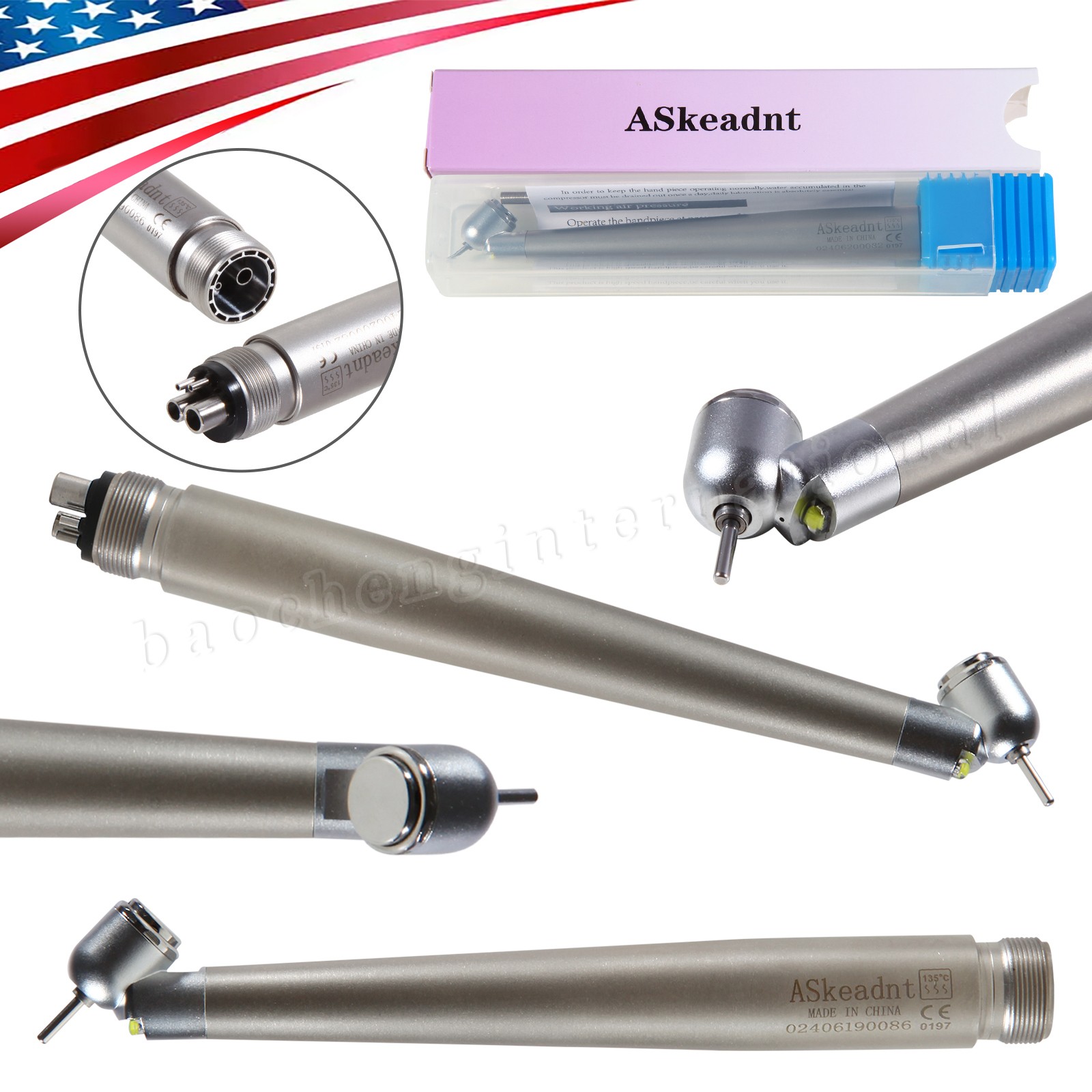 NSK Style Turbina Dental Handpiece High Speed PANA-MAX Turbine 45° LED 4Hole