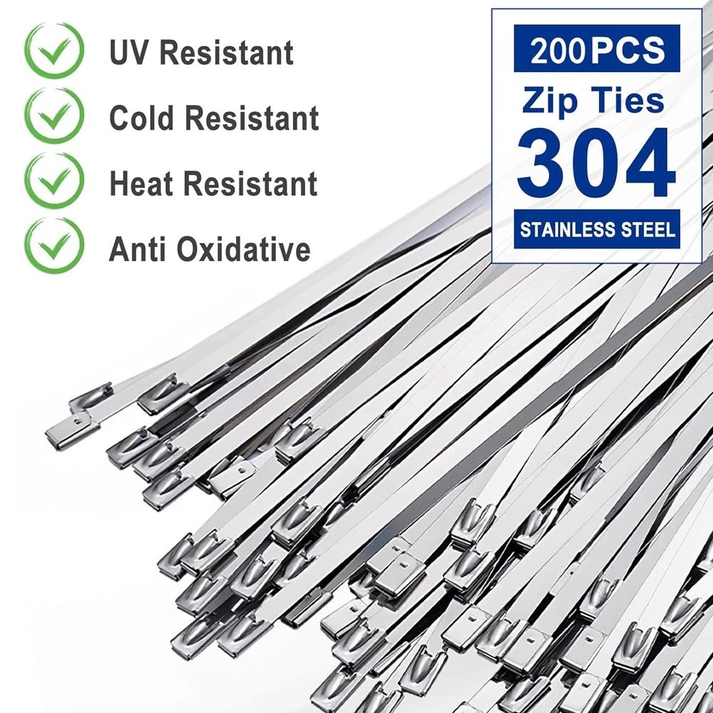 Cable Tie Tool Gun Stainless Steel Cable Tie Tool Repair W/200PCS Metal Zip Ties