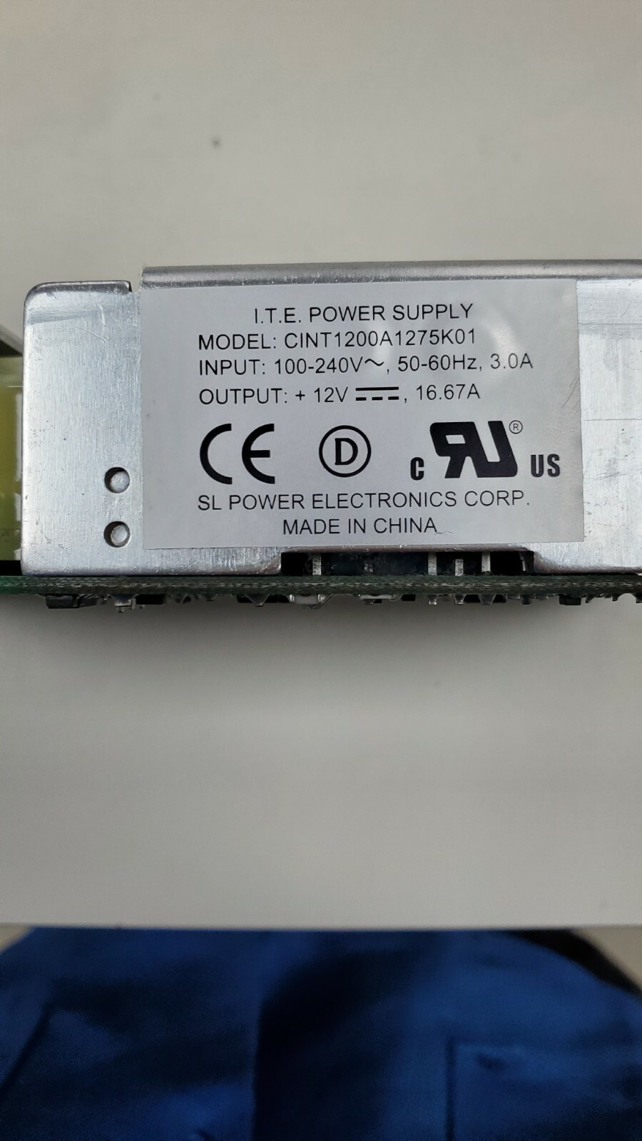 12VDC/16.A Power Supply , Model: CINT1200A1275K01, INPUT: 100-240VAC