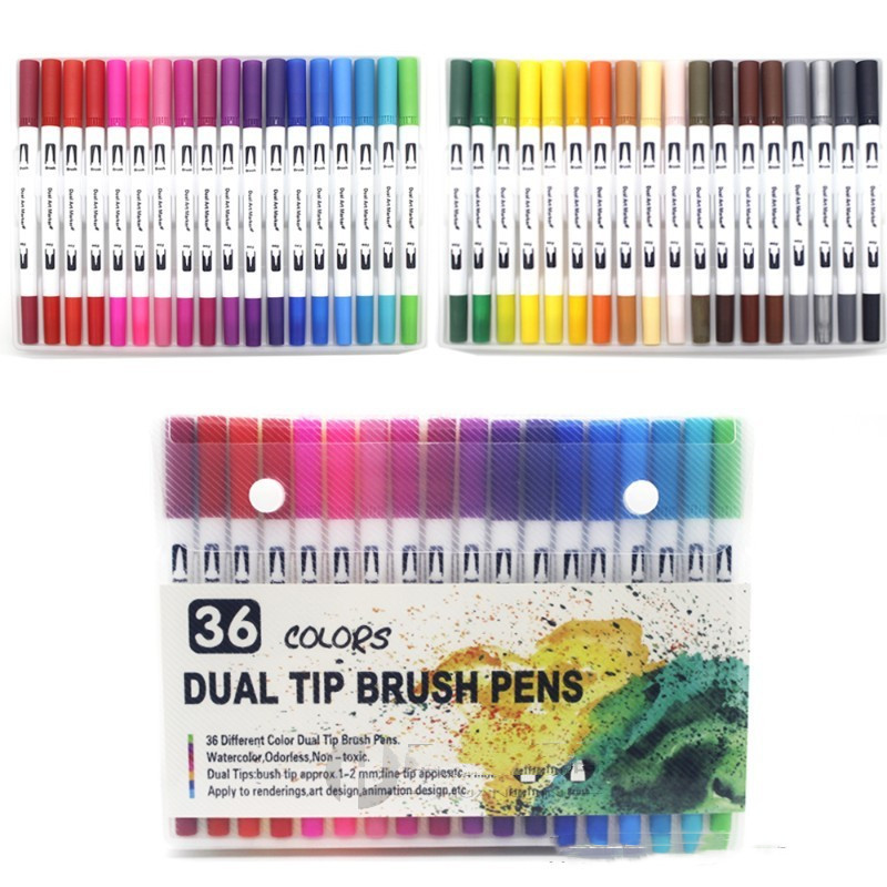 100 Colors Watercolor Dual Tip Brush Marker Pen Fineliner Ar