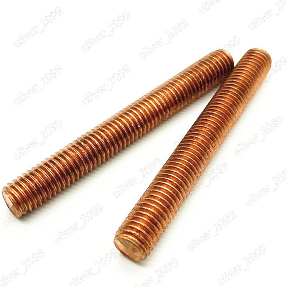 M4 M5 M6 M8 M10 M12 99.9% Pure Copper Threaded Rods Metric Thread Stud Bolts