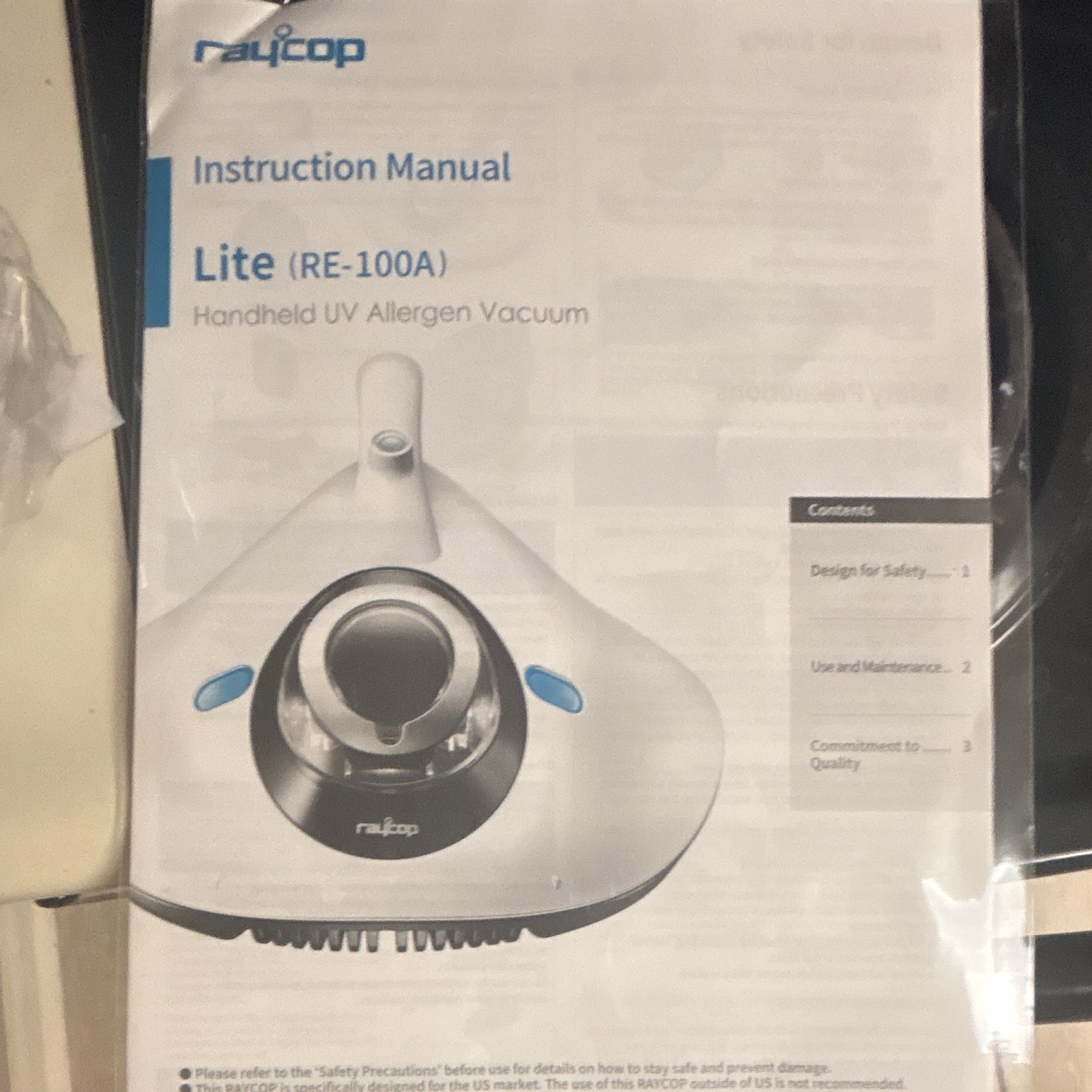Raycop Lite RE-100AWH Handheld UV Allergen Vacuum, Bagless Corded Electric