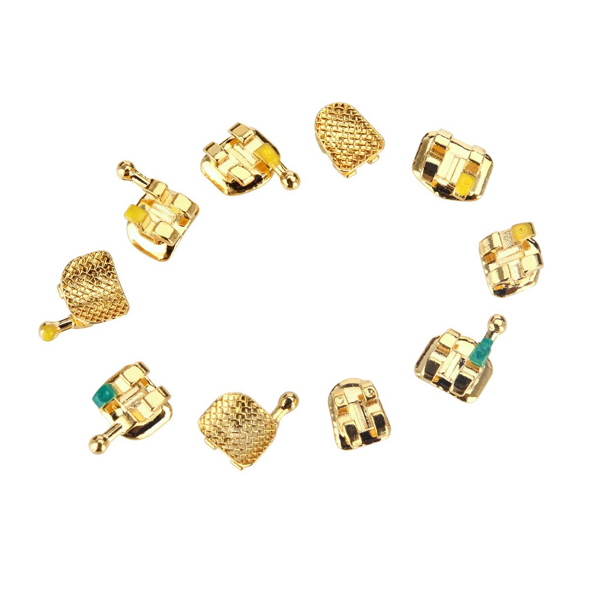 Dental Orthodontic Gold Brackets Mini Roth 022 Hooks 345 Brace AZDENT