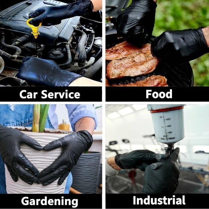 GP Craft Black Nitrile Gloves 5 Mil Disposable Latex-Free 100 Count