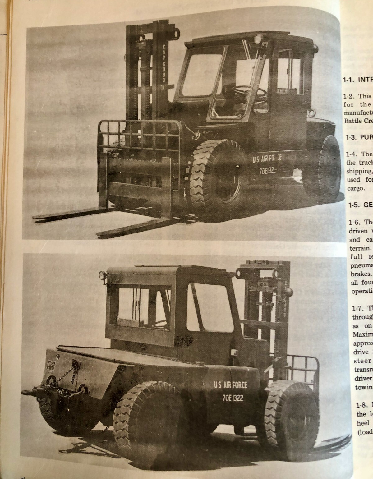 USAF Clark A/S32H-13 Rough Terrain Forklift Tech Manual PN 1776133 U S Air force