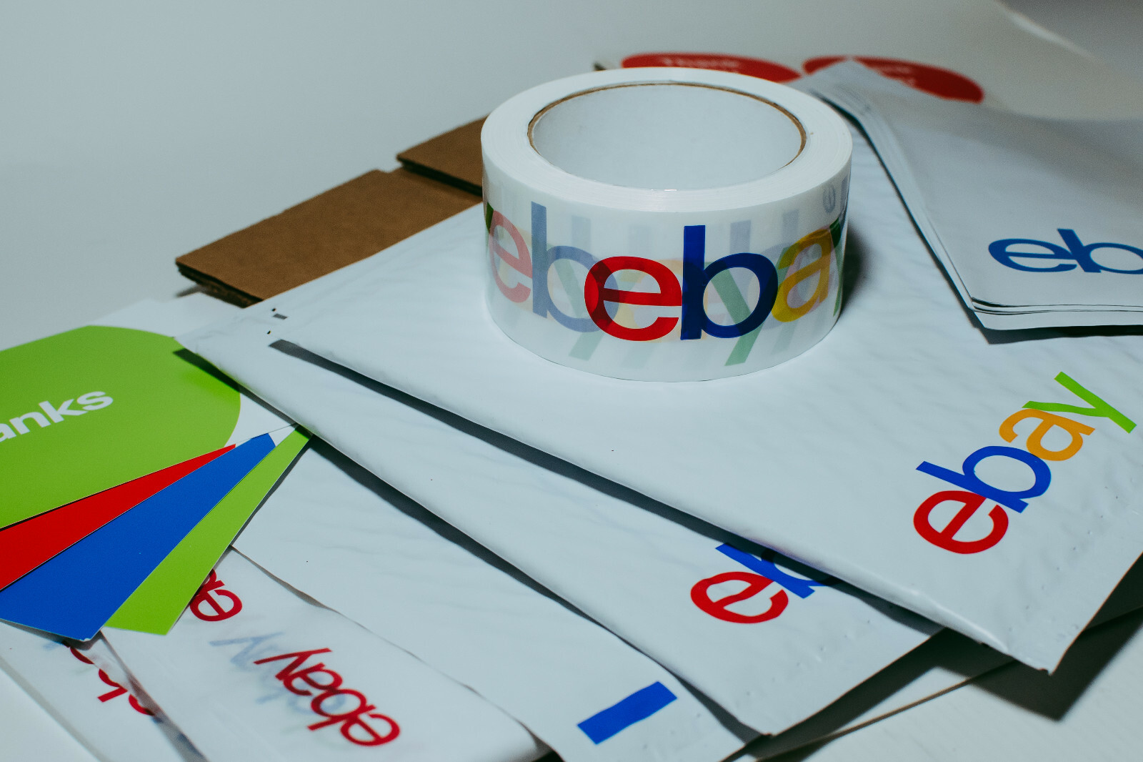 39 Ebay Branded Shipping Supplies STARTER KIT Box Envelopes Tape Tissue Postcard